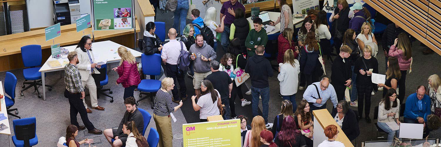 A crowd of people at one of QMU's Open Days